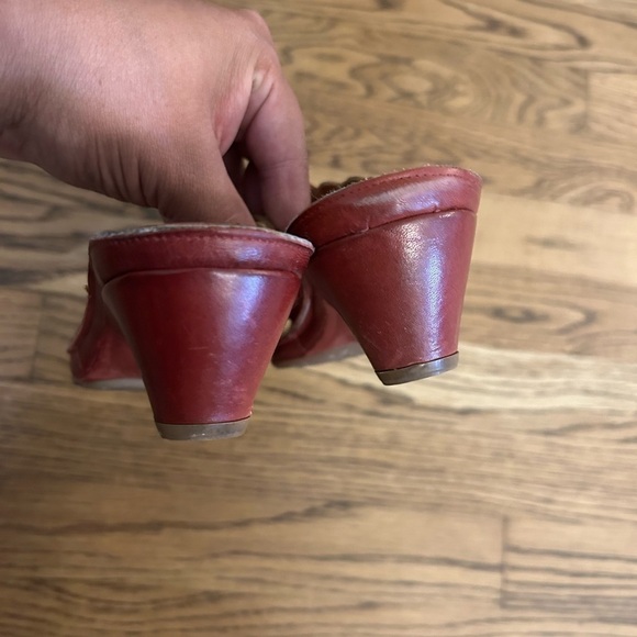 Pikolinos Boho Aztec Leather Mule Slide Open Toe Red  Heel Sandal Size 36 - Picture 8 of 11